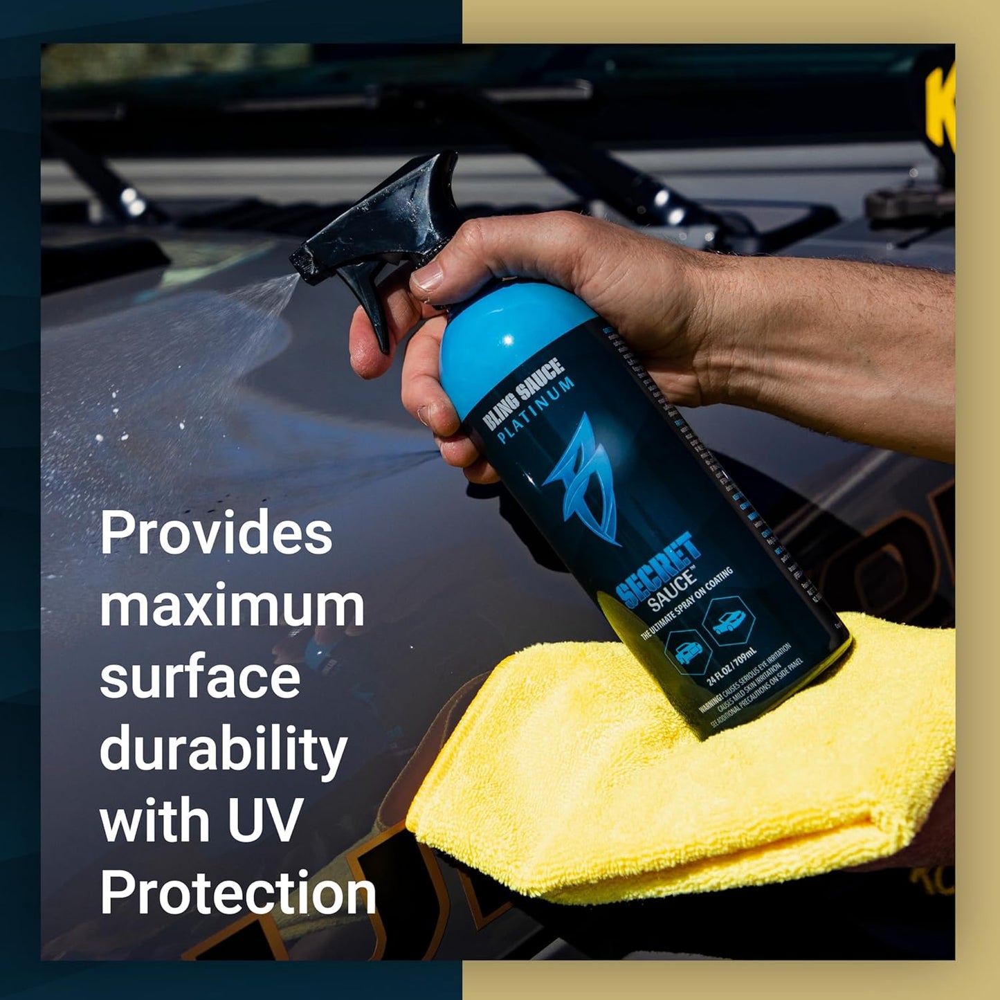 Bling Sauce Platinum: Secret Sauce, High-End Ceramic (Si02) Coat plus Surface Protection with High Gloss Shine, 24oz, for Painted Surfaces, Cars, Trucks, Motorcycles