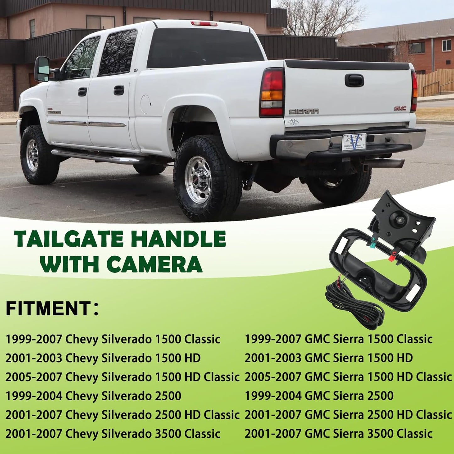 Backup Camera Tailgate Handle Rear View Camera Liftgate Latch Handle Compatible with 1999-2007 Chevrolet Chevy Silverado,GMC Sierra 1500 2500 3500 HD