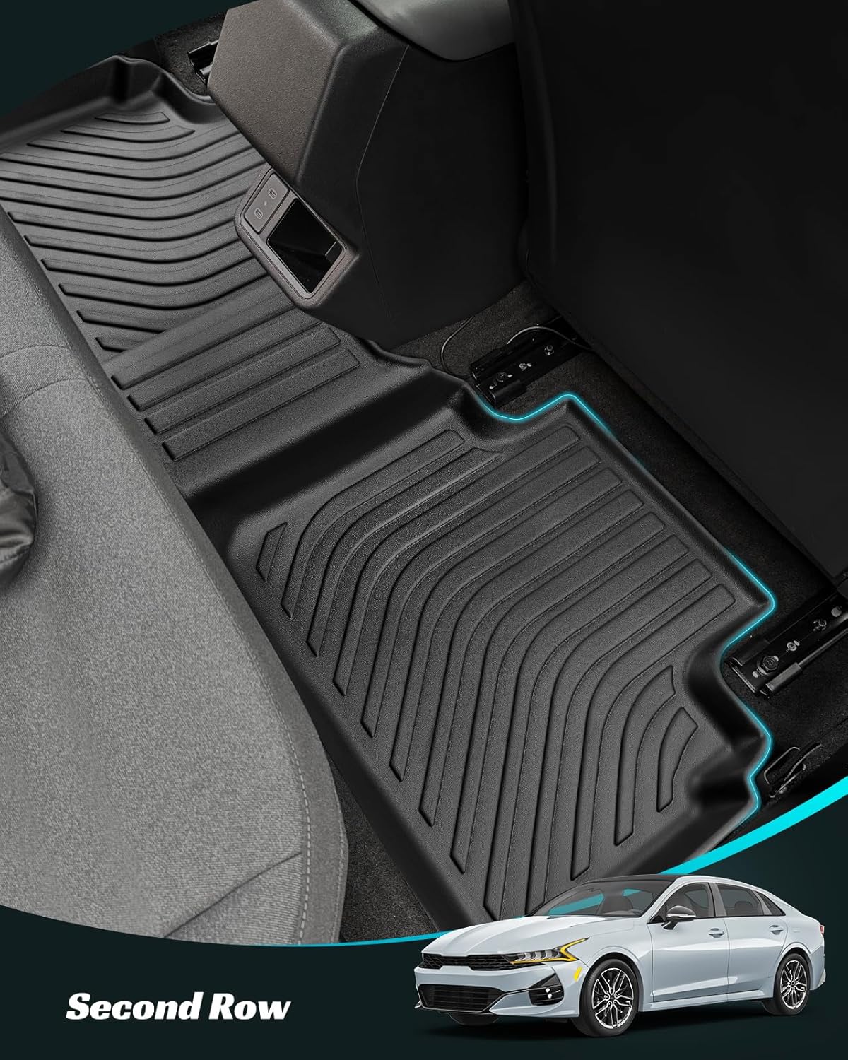 for KIA K4 2025 Floor Mats Cargo Liner LX LXS EX GT-line Turbo All Weather Season Car Interior Soft Rubber Trunk Carpet Waterproof Anti-Slip Tech Automotive Accessories Black(Not Fit for 2024 2023)
