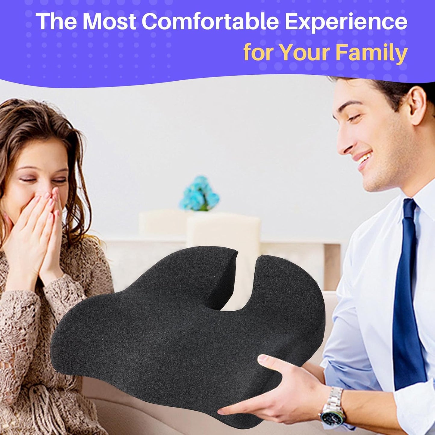 Seat Cushion for Office Chair, Large Thick Seat Cushion for Tailbone Pain Relief, Sciatica & Back Support, Memory Foam Office Chair Cushion for Long Sitting, Coccyx Cushion for Car, Wheelchair