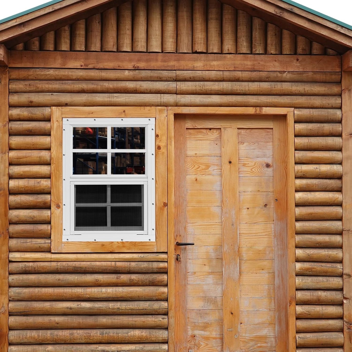 NeatiEase Upgraded Shed Windows 2 Pack, 18" x 27" Windows with Tempered Glass and Stainless Steel Screen for Shed, Chicken Coop, Playhouse, Household, Garage(White)