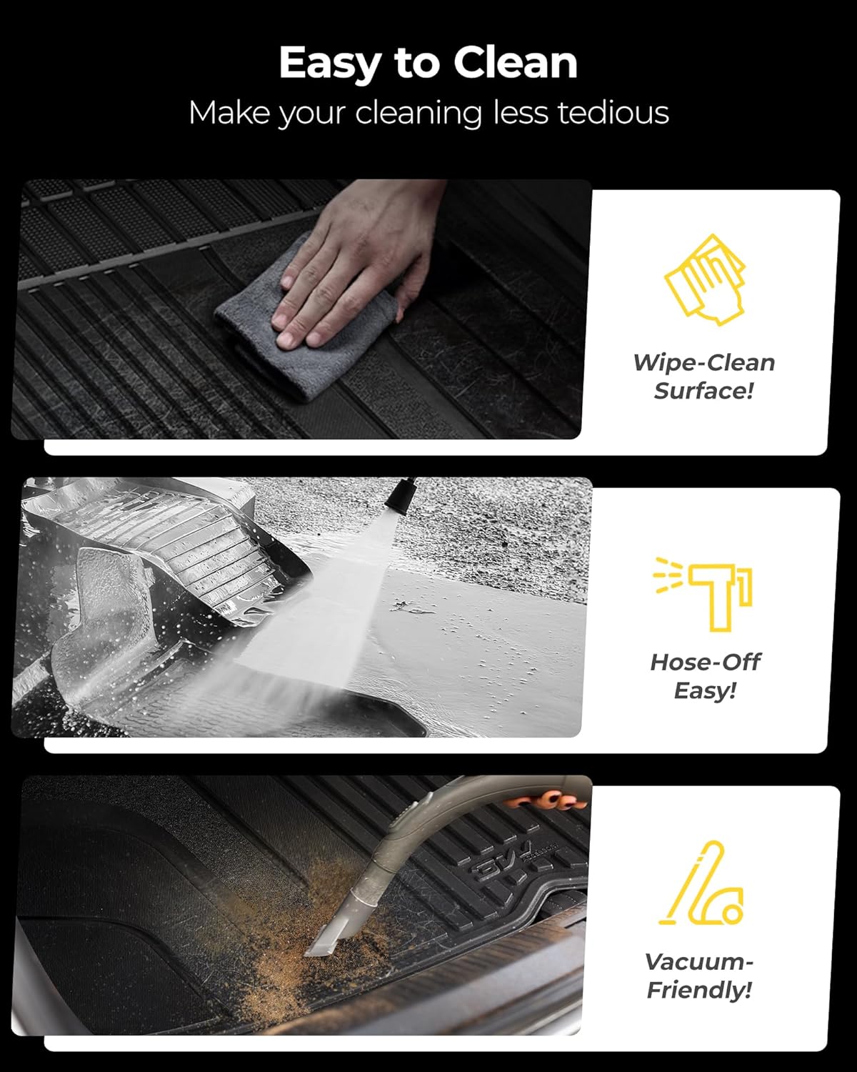 3W Cargo Liner Fit for Honda Odyssey 2025 2024 2023 2022 2021 2020 2019 2018 Custom Fit Trunk Liner Mini Passenger Van, All Weather Use Heavy Duty Trunk Mat Black