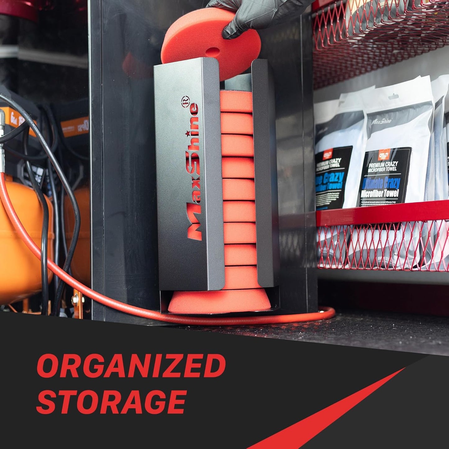 Maxshine 5" Universal Foam Pads Mini Holder – Wall-Mounted Organizer for 6+ Polishing Pads – Compact, Durable & Anti-Corrosive – Space-Saving Design for Garage & Mobile Car Detailing