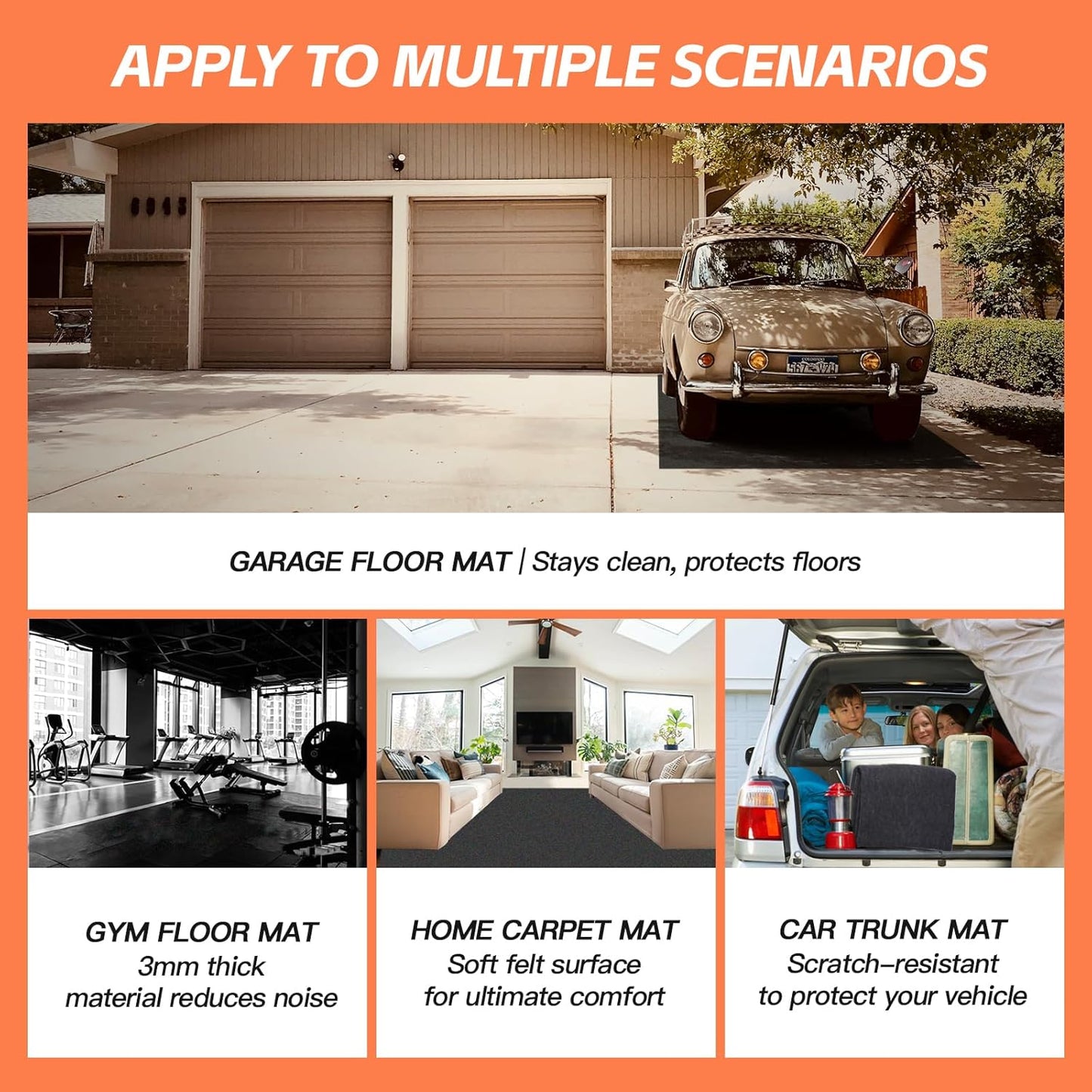 7.6'x 19' Garage Floor Mat & Oil Spill Mat, Heavy Duty Under Car Mat for Garage & Driveway, Protects Against Oil, Chemicals & Stains with TPE Anti-Leak Backing, Reusable & Washable