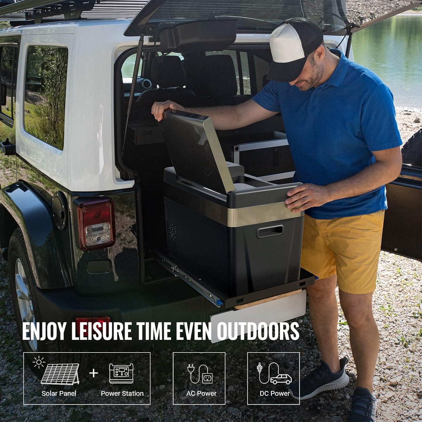 BougeRV 12 Volt Refrigerator 12V Car Fridge 30 Quart Portable Freezer Compressor Cooler Compressor Freezer, 12/24V DC 110~240V AC, -8℉~50℉ for Truck RV SUV (Black)