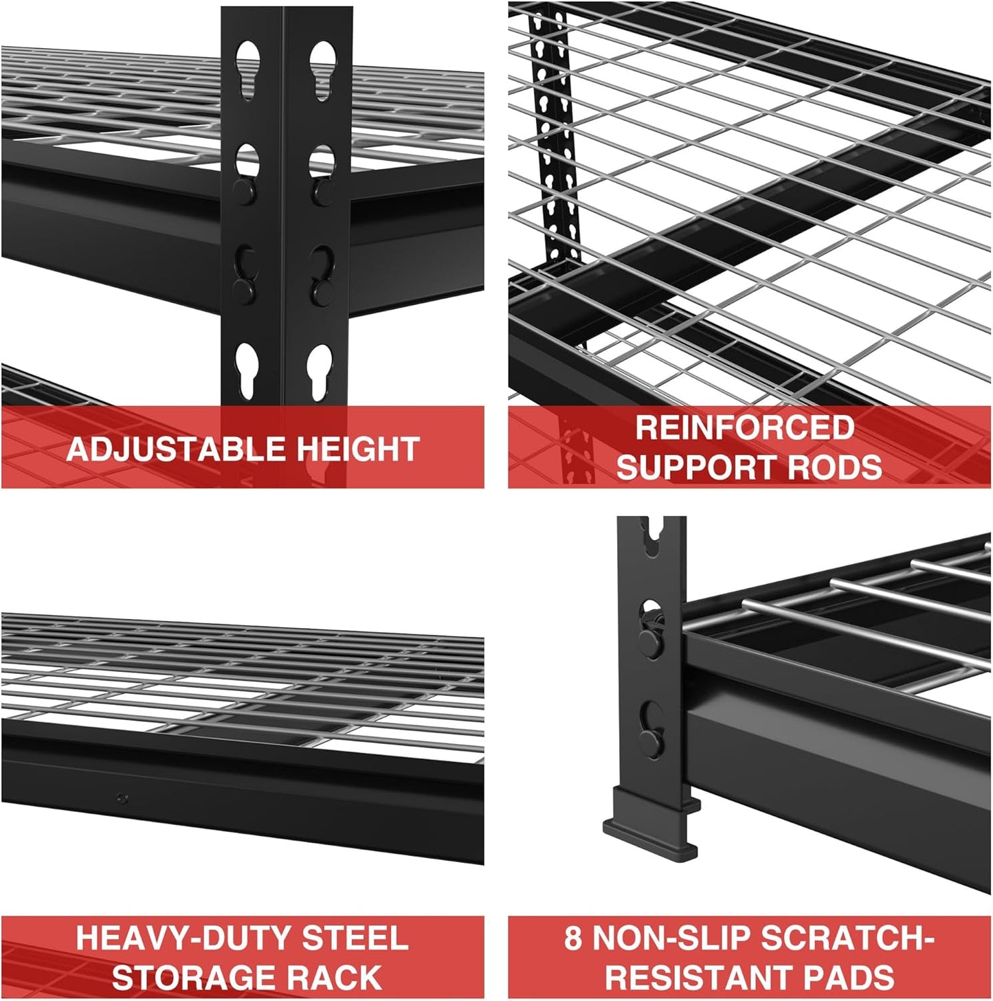 WORKPRO 5-Tier Metal Shelving Unit, 48”W x 24”D x 72”H, Heavy Duty Adjustable Garage Shelving, 4000 lbs Load Capacity (Total), Storage Rack for Garage, Basement, Warehouse, Workshop, 2 Pack