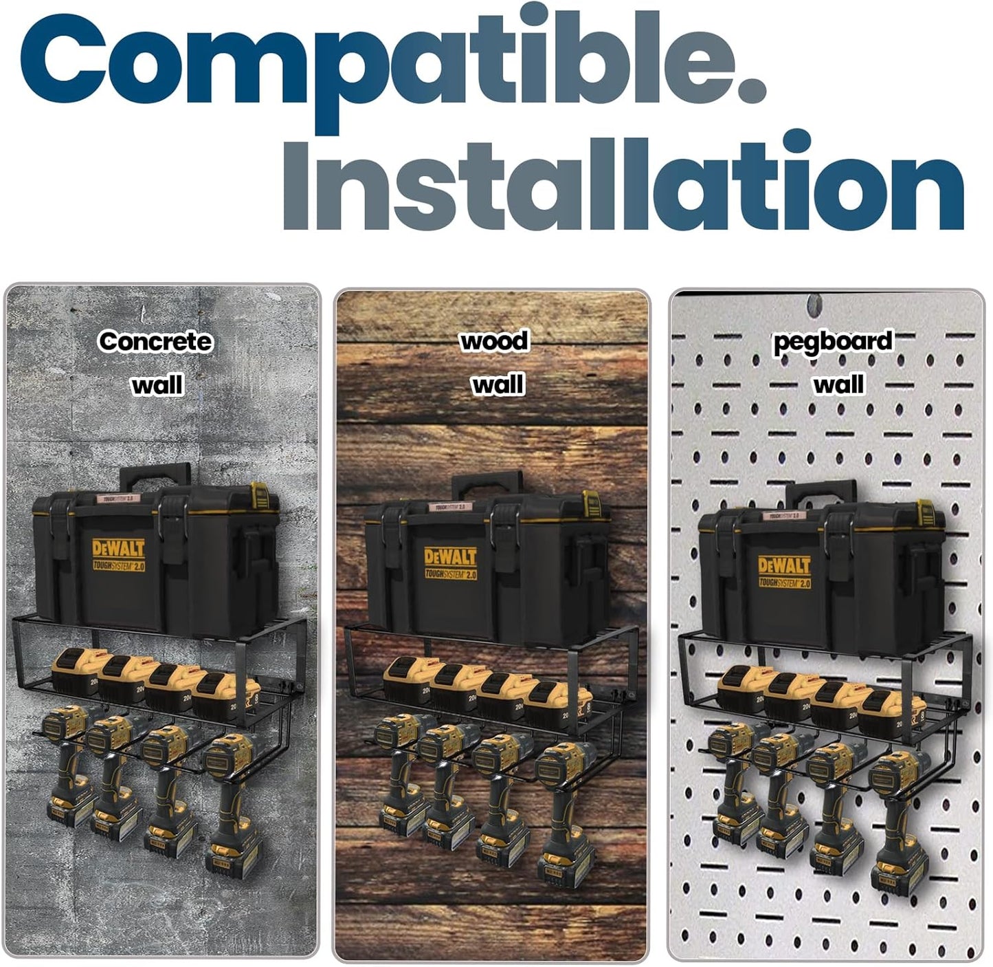 Power Tool Organizer, 120LB Bearing Assemble-free Wall Mount Cordless Drill Holder Utility Racks Storage For Dewalt Milwaukee Christmas Fathers Gifts Husband Garage Workshop On Clearance