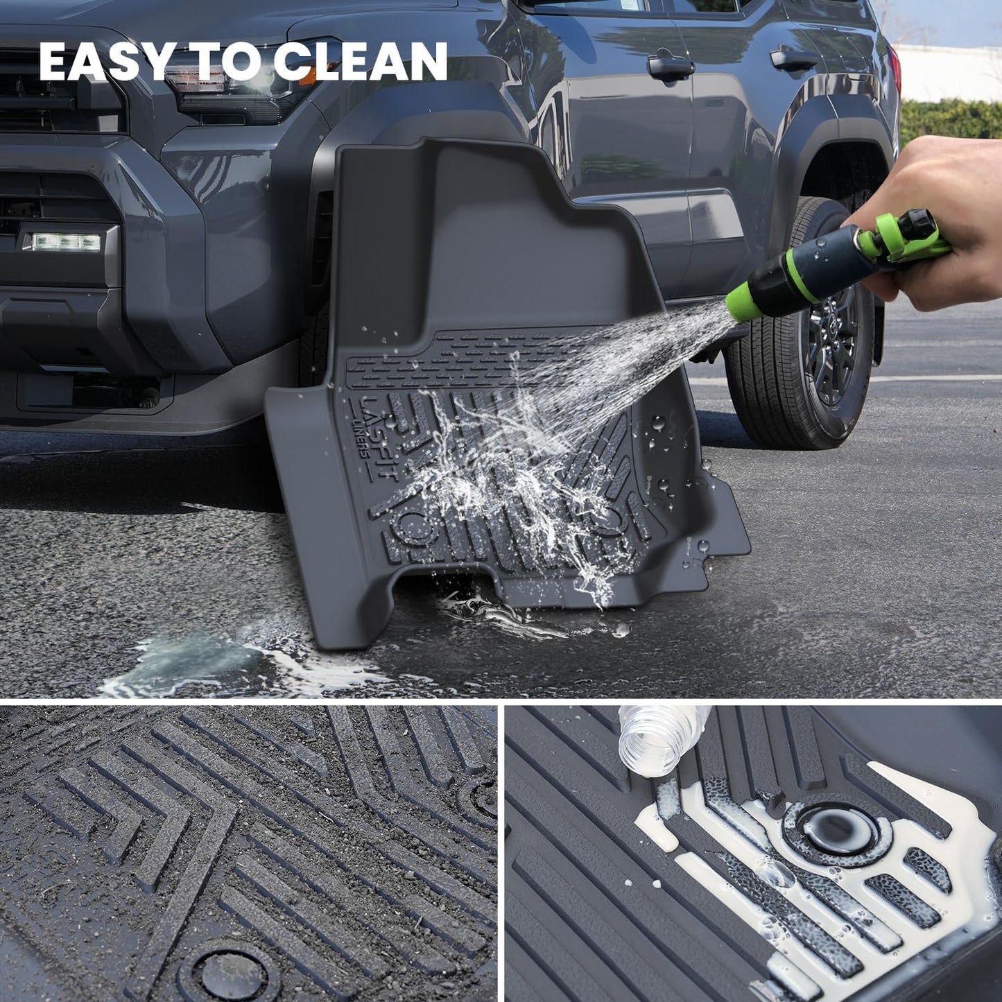 LASFIT Floor Mats&Trunk Mat with Backrest Mat for Toyota 4Runner 2025-2026(Only Fit 7 Seats), All Weather TPE Custom Fit Floor Liner for 4Runner SR5/TRD/Limited 6th gen Front&Rear 4 Runner Car Mats