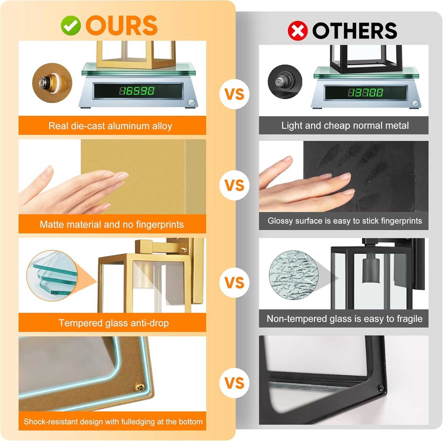 PARTPHONER Gold Dusk to Dawn Outdoor Lights for House Wall Mount, Sensor Exterior Lighting Fixtures set of 2, Anti Rust Wall Sconce Lamp, Waterproof Wall Lantern for Doorway, Garage, WTWL181AJ2