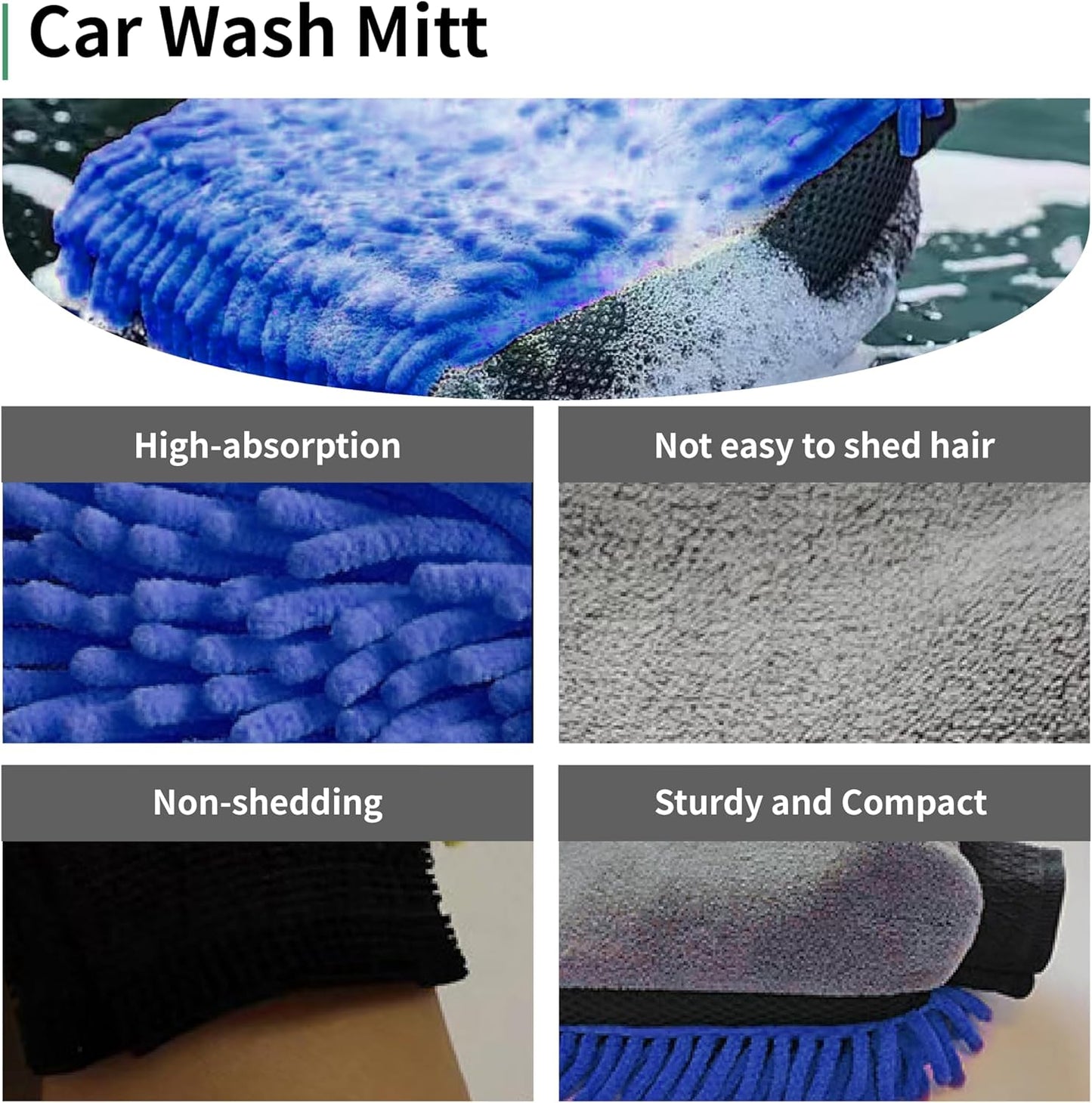 Car Vacuum Portable Cordless, Handheld Vacuum Cordless with Microfiber Wash Mitts, 6 Nozzles, Mini Car Vacuum Cleaner for Auto Interior Detailing