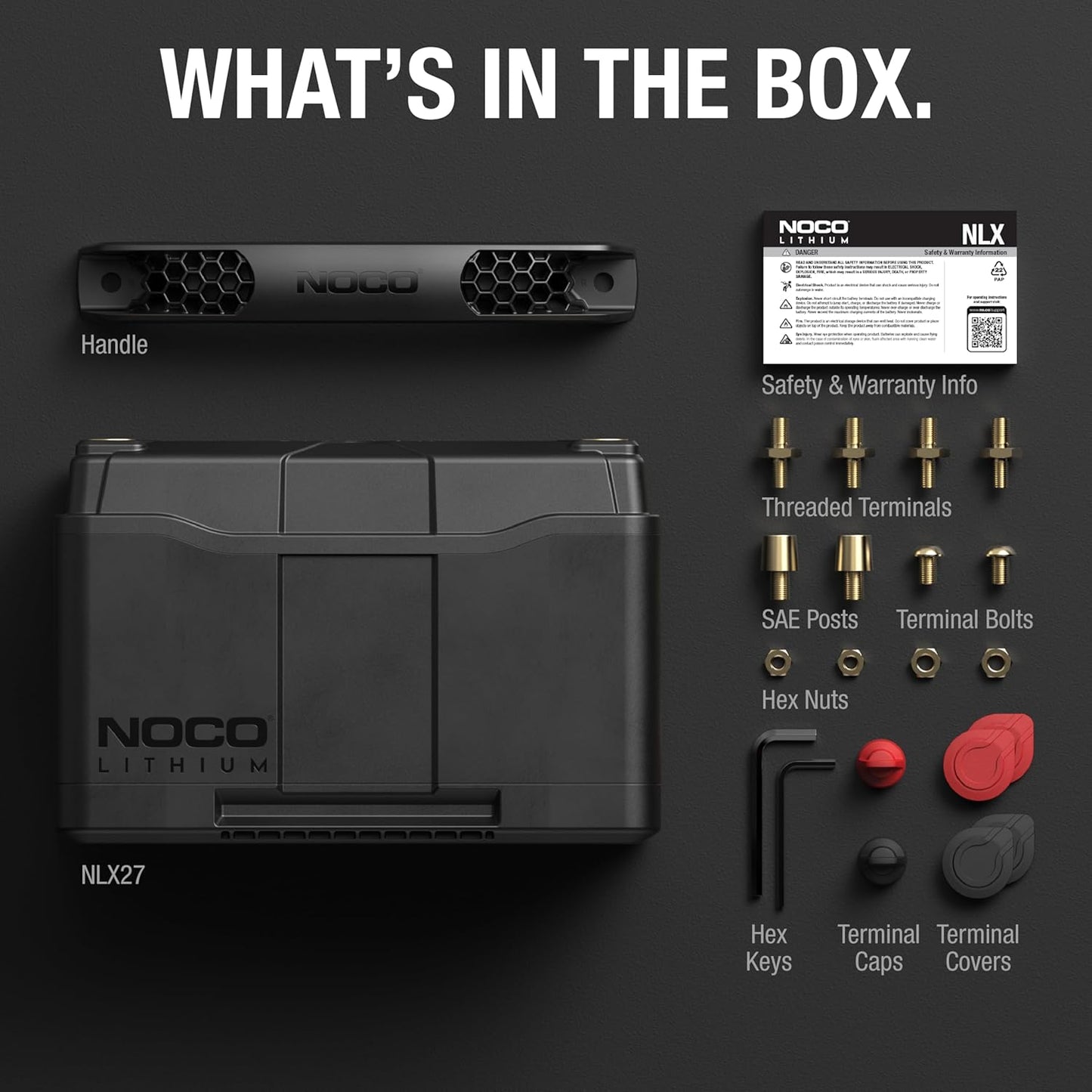 NOCO Lithium NLX27: 12V Dual-Purpose LiFePO4 Lithium-Ion Battery - 100Ah Deep-Cycle and 1400A Group 27 Starter Battery - UL Listed - Built-In Dynamic BMS