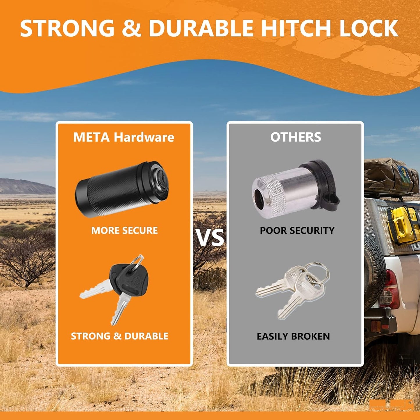 Trailer Hitch Locks, Hitch Lock with 5/8'' Dia 3-1/2” Long Pin Fits 2" and 2-1/2" Receiver Tubes, Class III IV Hitches, Trailer, Truck, Car and Boat Receiver Lock (Keys Alike 4 Pack)