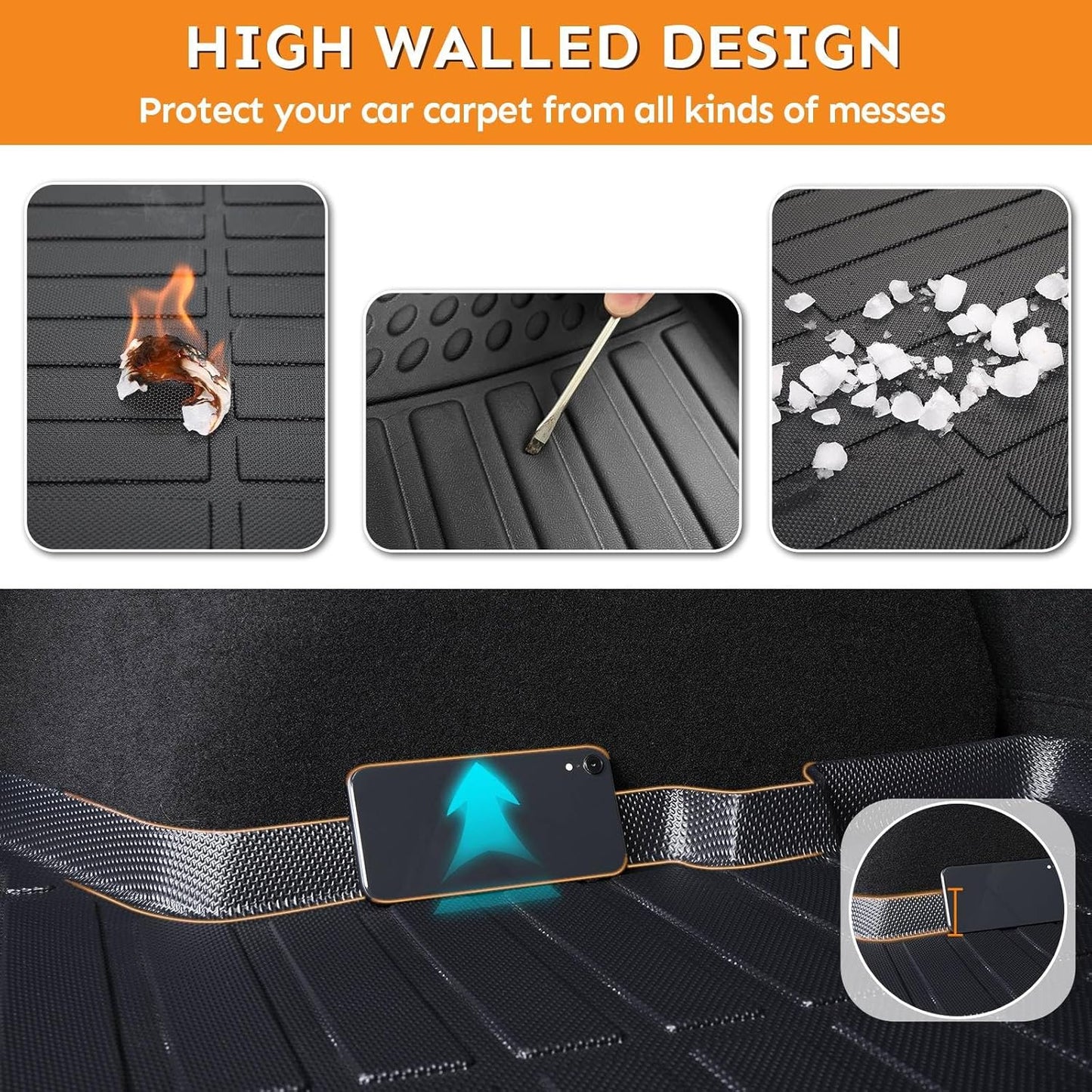 Binmotor-Floor Mats & Cargo Liner for Nissan Kicks 2025 2026 (for SV &SR Not for S), All Weather Car Floor Mat TPE Rubber Cargo Trunk Mat for Nissan Kicks 2025 Accessories