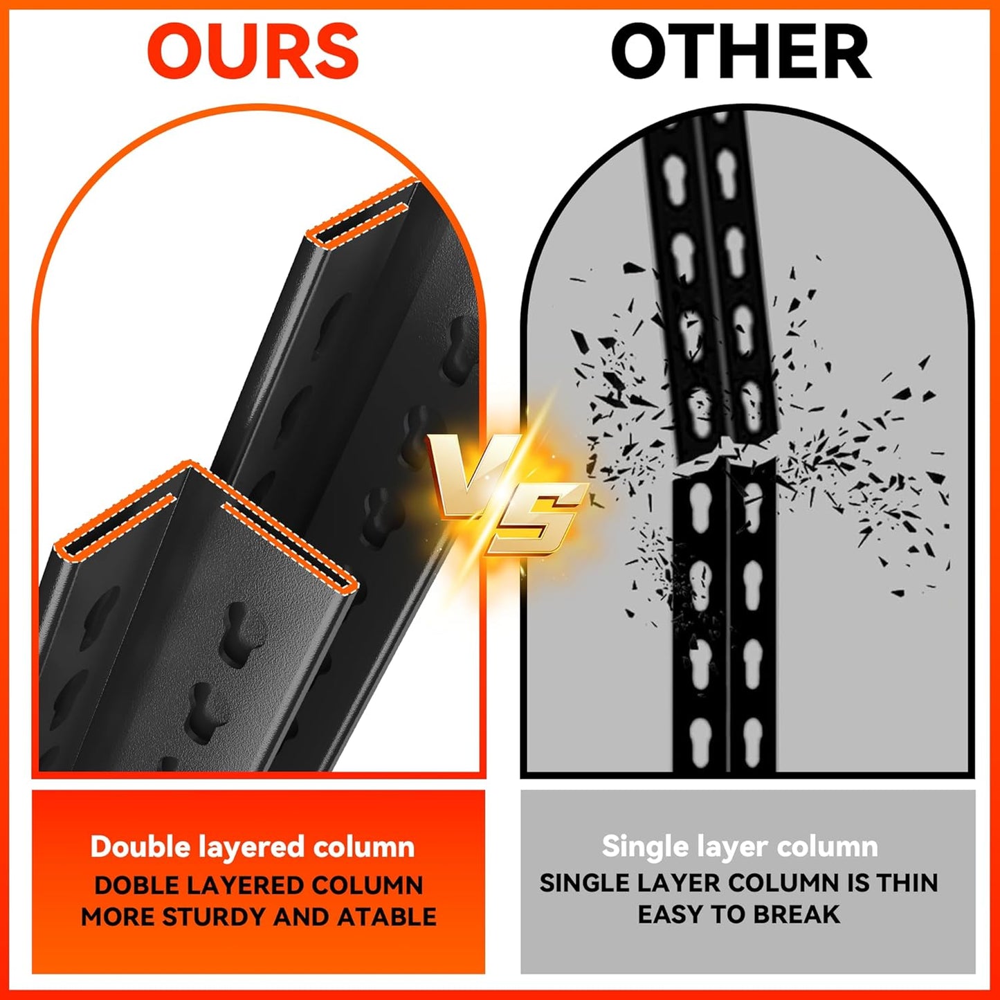 55" H Garage Shelving 2400LBS Capacity Heavy Duty Storage Shelves, Adjustable 4 Tier Metal Industrial Shelf for Kitchen, Utility Room, Warehouse and Basement,14" Dx32 Wx55 H, Black