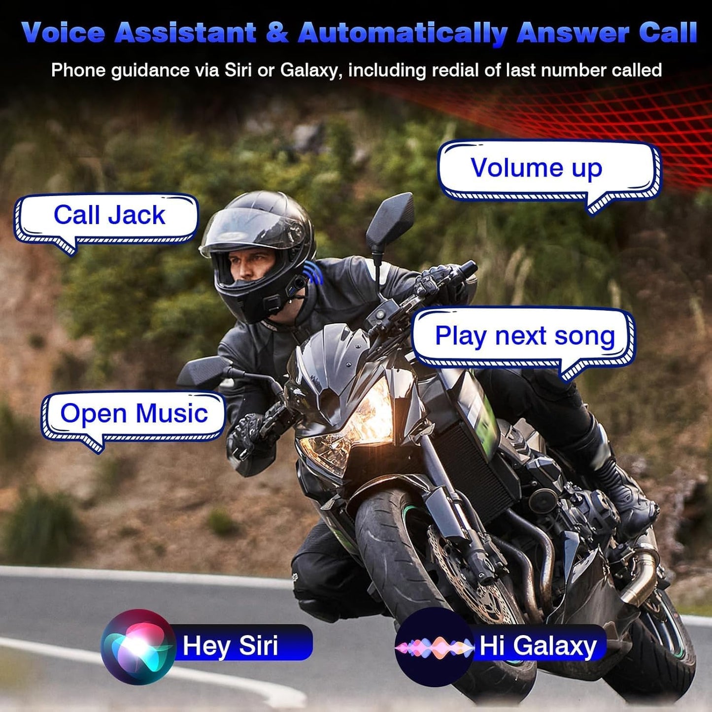 Motorcycle Helmet Headset, 8 Riders Intercom Headset Communication System Speakers with Music Sharing/HiFi Sound/3 EQ Music Modes/DSP&CVC Noise Cancellation/IP67/FM Radio/Wake up Siri (2 Pack)