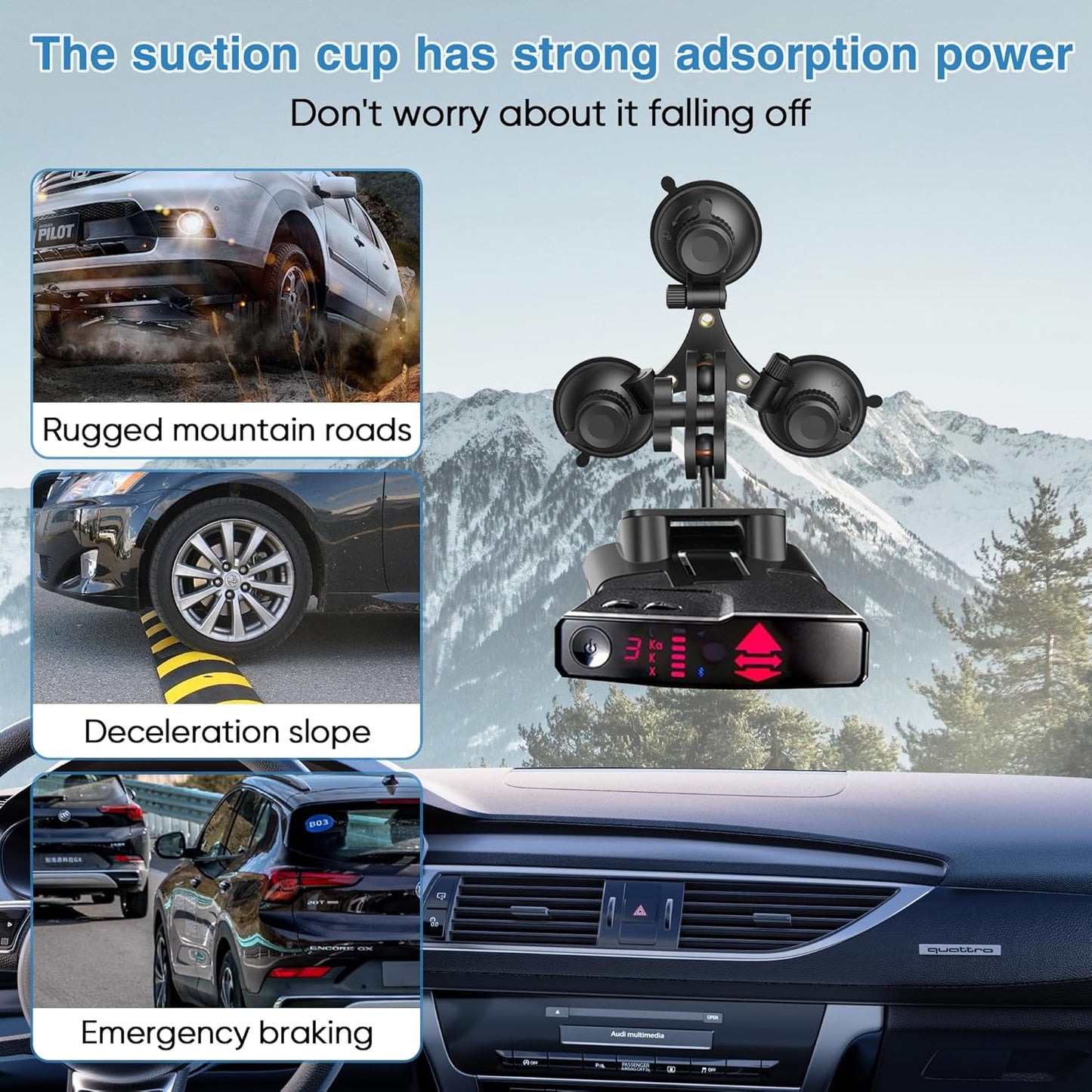 Radar Detector Mount, Triangular Suction Cup Mount,Windshield Radar Detector Suction Cup Bracket (for Valentine V1 Radar Detector Model)
