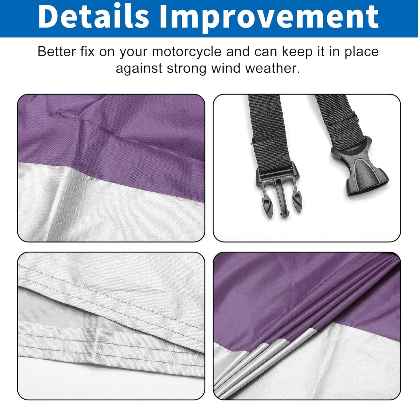 X AUTOHAUX Motorcycle Cover for Harley Davidson for Honda for Suzuki All Season Waterproof Outdoor Protection Motorbike Cover Fits Up to 116.14'' Motorcycles Cover XXXL Purple Silver Tone