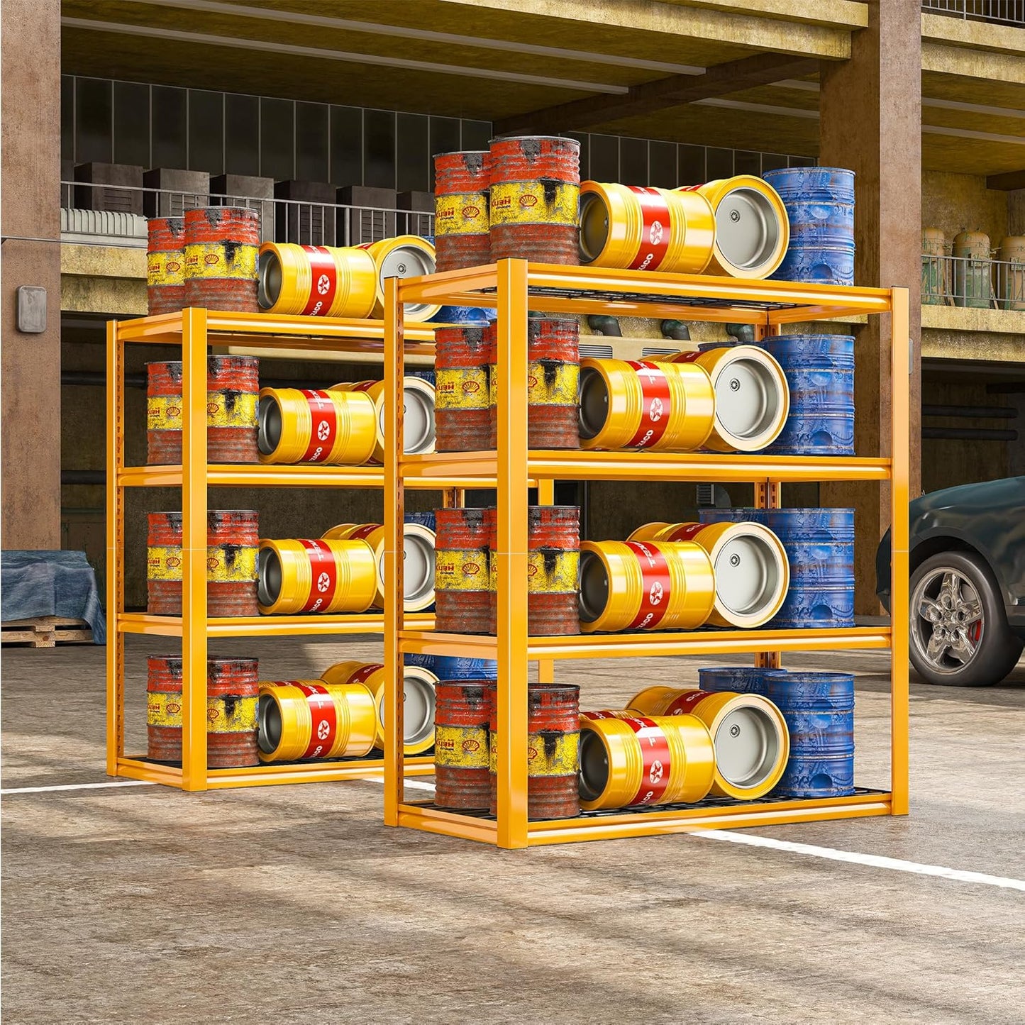 REIBII 40" W Garage Shelving 2240 LBS Storage Shelves Adjustable Heavy Duty Shelving 4 Tier Metal Shelves for Storage 59.5"H Metal Shelf for Pantry Basement Warehouse 40"W × 19.5"D × 59.5"H, 4 Pack