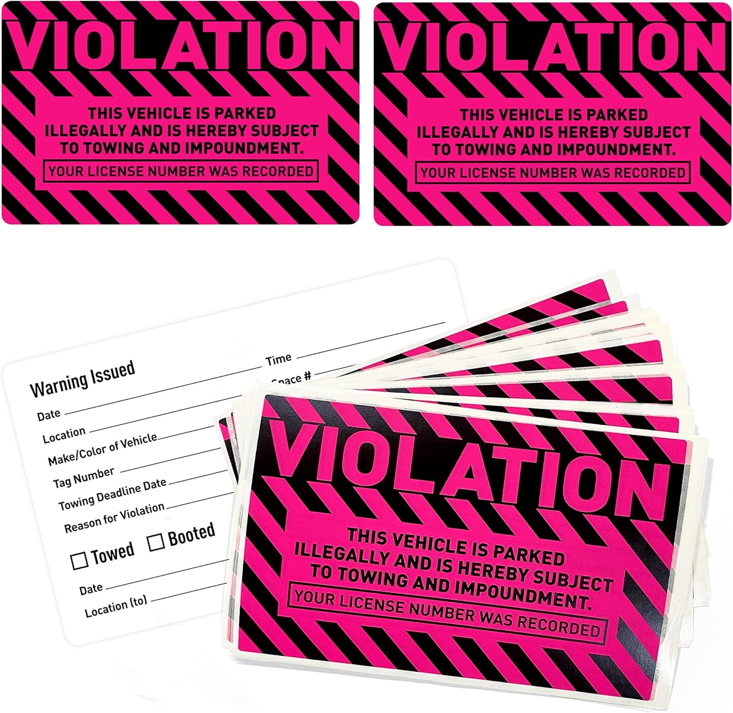 easykart labels 50 Parking Violation Stickers,5 x 8 inch “Violation - Vehicle Illegally Parked, Subject to Towing/Impoundment” Parking Violation Stickers with Permanent Adhesive, Fluorescent