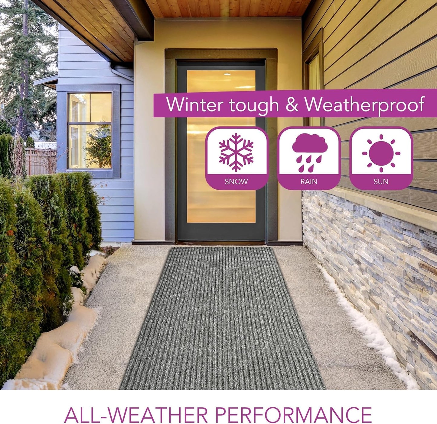 iCustomRug Spartan Weather Warrior Duty Indoor/Outdoor Utility Ribbed in 3ft,4ft,6ft Widths 70 Custom Sizes with Natural Non-Slip Rubber Backing 4'X44' in Grey