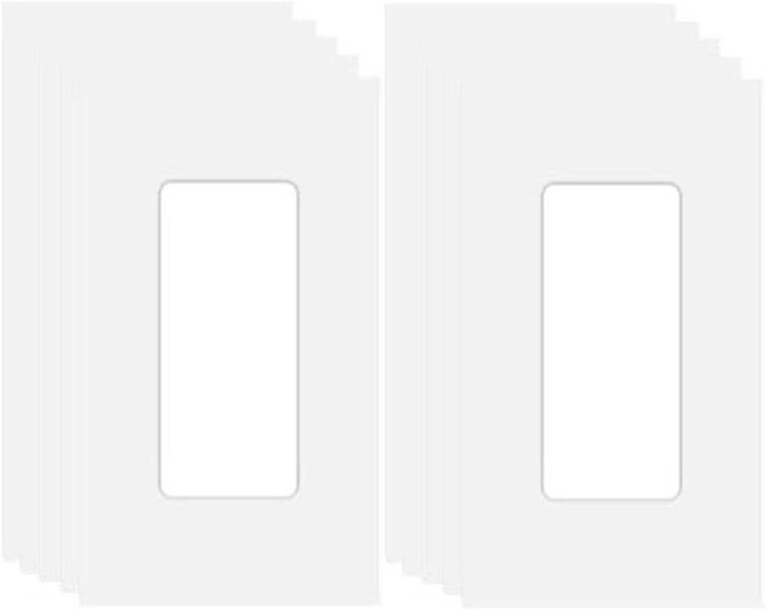 1-Gang Screwless Decora Wall Plate Cover Single Switch Outlet Electrical Faceplate for Light Switch, Smart Switch, Receptacle, Dimmers, USB Outlet, GFCI, Child Safe Cover Plate, White (10-Pack)