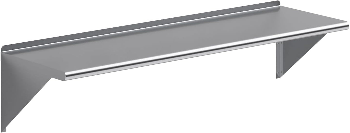 AmGood 60" Long X 18" Deep Stainless Steel Wall Shelf | NSF | Appliance & Equipment Metal Shelving | Kitchen, Restaurant, Garage, Laundry, Utility Room