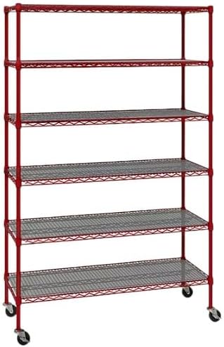Generic Organize in Style with The Members Mark 6-Tier NSF Heavy Duty Wire Shelving, 47.75"" W x 18"" D x 75.5"" H (Red, 1 PACK)