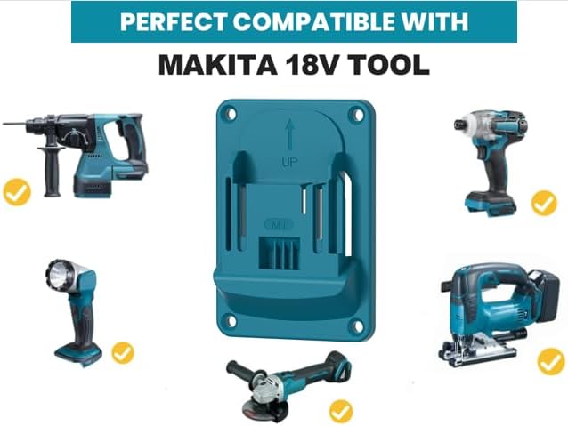 Drill Tool Wall Mounted Base Hanger Compatible Motorized Stand Set for Makita 18V Lithium-Ion Tools – 10 Pack with 40 Screws (Blue)