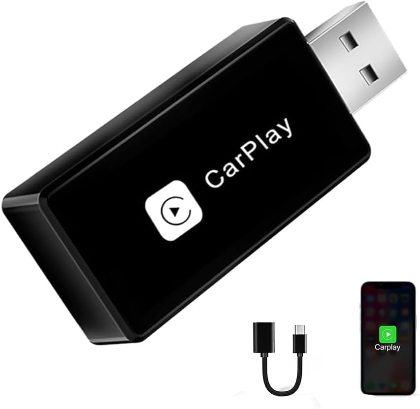 Wireless CarPlay Adapter, Converts Wired to Carplay Wireless Adapter for iPhone, Plug and Play-Seamless Fast Response Stable Bluetooth Connection CarPlay for Apple iPhone iOS 10+ and Cars (Black)