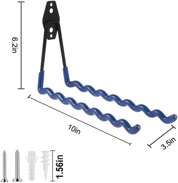 Wall Mounted Garage Hooks Tool Organizer, 10 Inch Garage Storage Hook Heavy Duty Utility Wall Hangers Blue for Ladders, Hose, Garden Tools, Set of 4