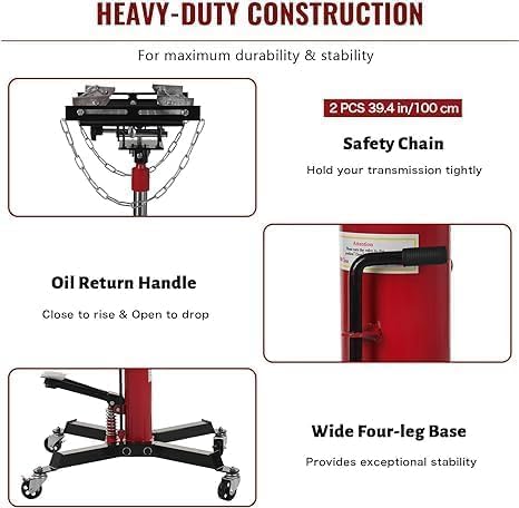 Transmission Jack with Wheels-Hydraulic Transmission Jack with Foot Pedal, 1/2Ton(1322LBS) High Telescoping Lift Jacks 33.8" to 72.8" for Garage and Shop