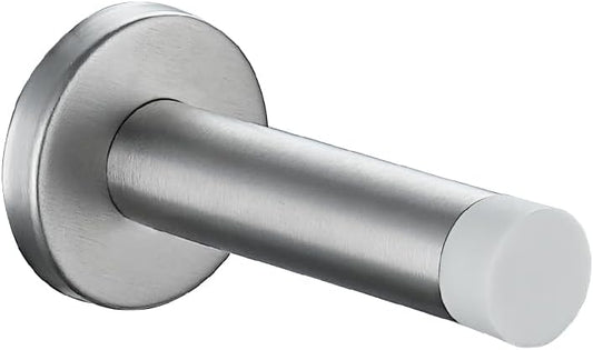 JQK Door Stopper, 304 Stainless Steel Thicken 1mm Sound Dampening Door Stop Bumper Wall Protetor 1 Pack, Brushed, DSB5-WN