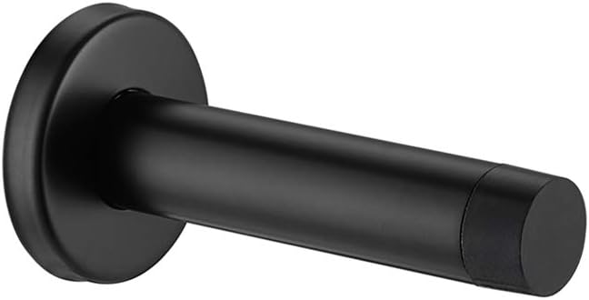 JQK Door Stopper Black, 304 Stainless Steel Thicken 1mm Sound Dampening Door Stop Bumper Wall Protetor, Matte Black, DSB5-PB