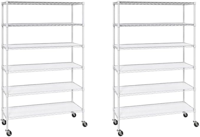Generic Organize in Style with The Members Mark 6-Tier NSF Heavy Duty Wire Shelving, 47.75"" W x 18"" D x 75.5"" H (White, 2 PACK)