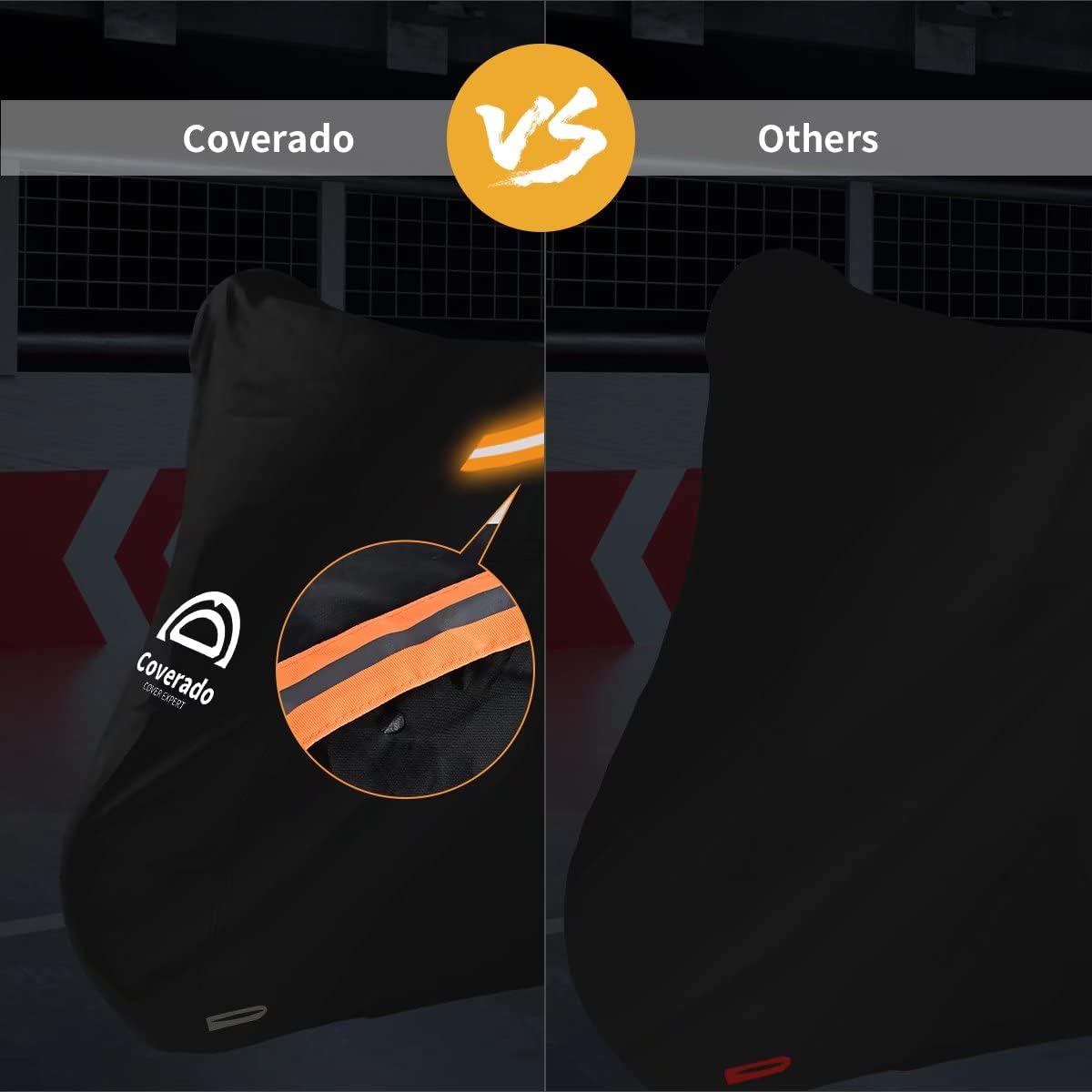 Motorcycle Cover Waterproof Outdoor 104 inches Length All Season Universal Protection, Coverado Scooter Covers with Inner Flame Retardant Fabric and Seam PU Tapes, Fit for Harley Davidsion Yamaha etc