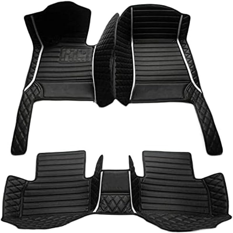 TAHALICustom Colors Car Floor Mats Black Pink for 99.9% Sedan SUV Sports， All-Weather Liners Car Floor mat，Luxury Leather Automotive Floor Mats (Black White mats,3D Floor Mats)