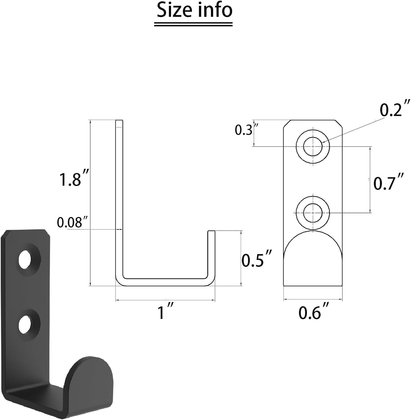 Wall Hooks Coat Hook Robe Hanging Robe & Towel Hooks, Utility Hooks Indoor Outdoor (Black-Square, 1.8x1)
