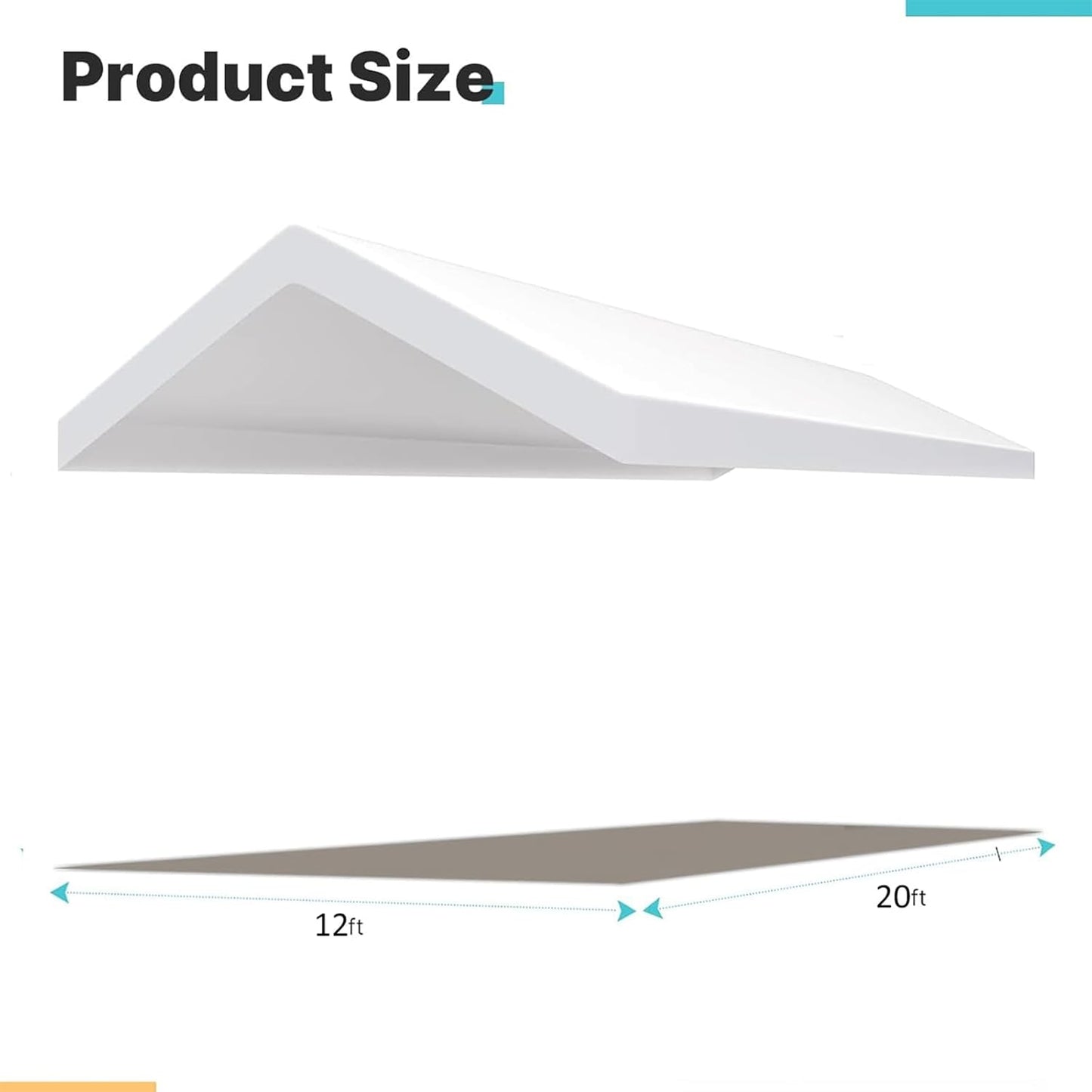 Carport Replacement Canopy Cover for 12 x 20 feet Car Tent Top Garage Shelter Cover Tarp with Ball Bungees (Only Top Cover, Frame Not Include (12 x 20', White)