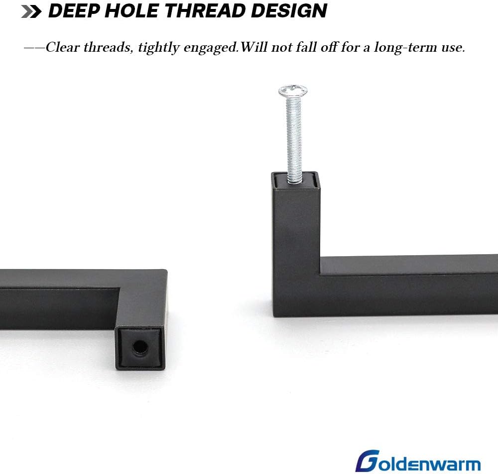 goldenwarm 15 Pack Black Cabinet Knobs Kitchen Cabinet Handles Stainless Steel Cabinet Hardware Black Knobs Handles Pulls for Bathroom Cabinets and Cupboard, 2in(50mm) Overall Length