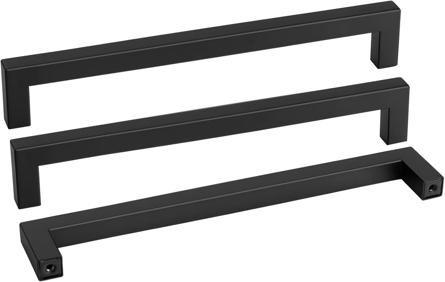 goldenwarm 150 Pack Black Square Bar Cabinet Pull Drawer Handle Stainless Steel Modern Hardware for Kitchen and Bathroom Cabinets Cupboard,Center to Center 11-1/3in(288mm)