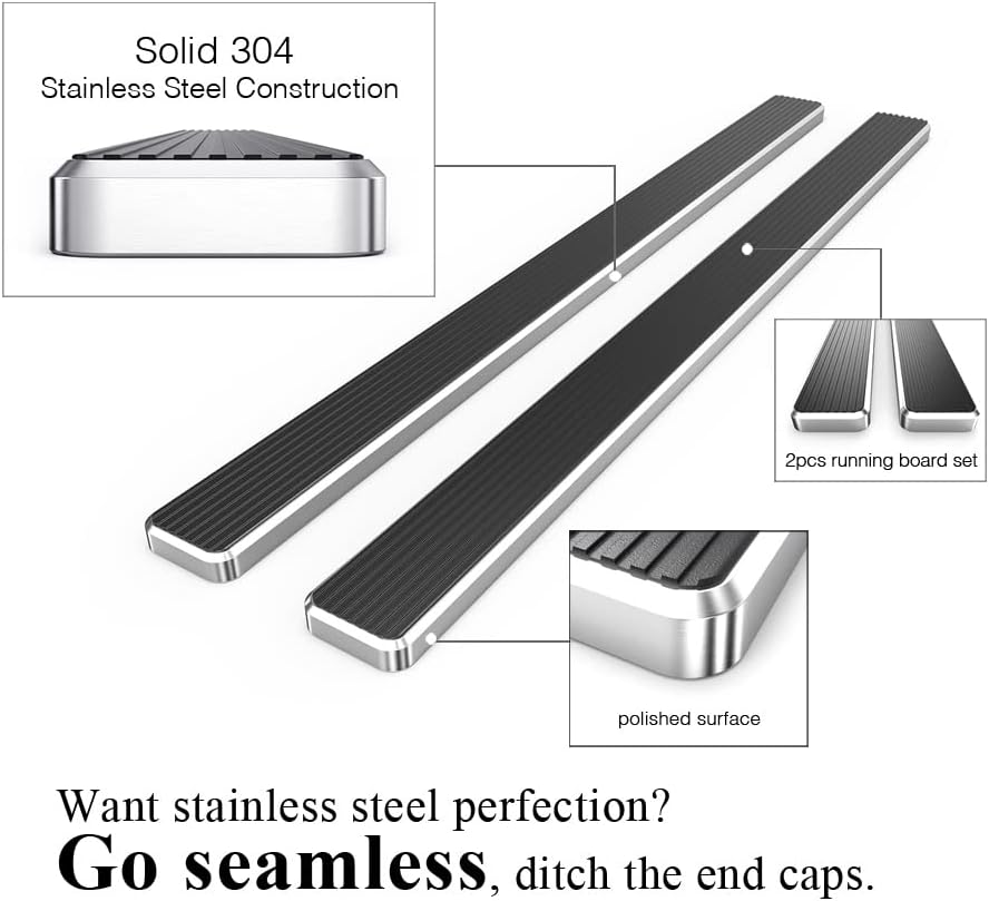 APS (304 Stainless Steel Polished Silver 6 inches) Running Boards Nerf Bars Side Steps Compatible with Ford F150 2015-2025 Regular Cab & F-250 F-350 Super Duty 2017-2025