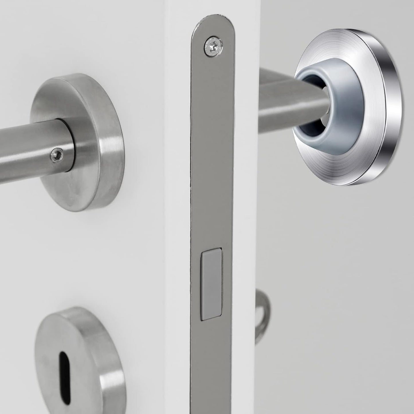 Blulu Concave Wall Door Stopper Door Bumper Stainless Steel Wall Protector Flush Bumper with Grey Rubber Concave Knob Cover Stopper(Silver, Black,2 Pieces)