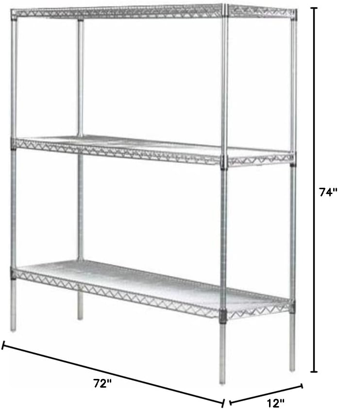 Omega 12" Deep x 72" Wide x 74" High 3 Tier Gray Starter Shelving Unit