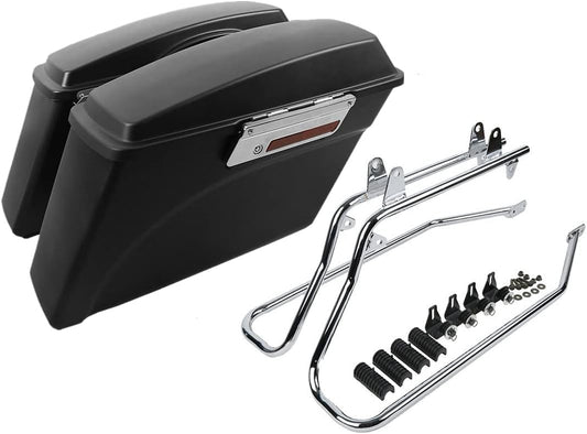 XFMT Hard Saddlebags Saddle Bag & Chrome Conversion Brackets For Harley Softail Heritage Deluxe 1984-2017