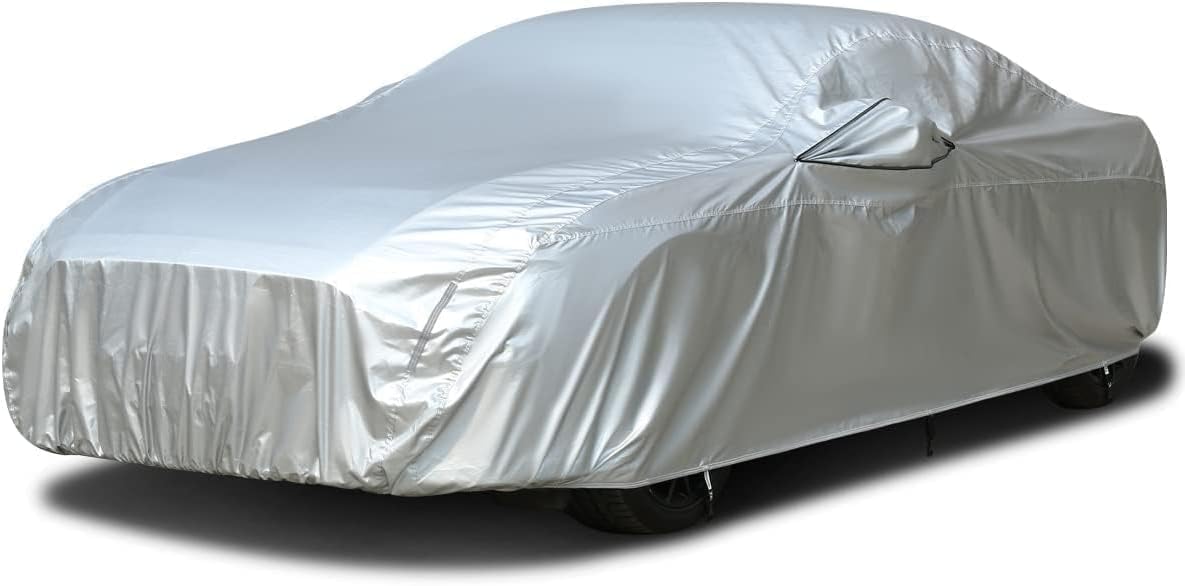 Tecoom Car Cover Waterproof UV-Proof Windproof for All Weather Indoor Outdoor Mirror Pockets Coupe/Convertible/Sport Car Fit for Ford Mustang, Chevy Camaro, 183-193 Inches Length
