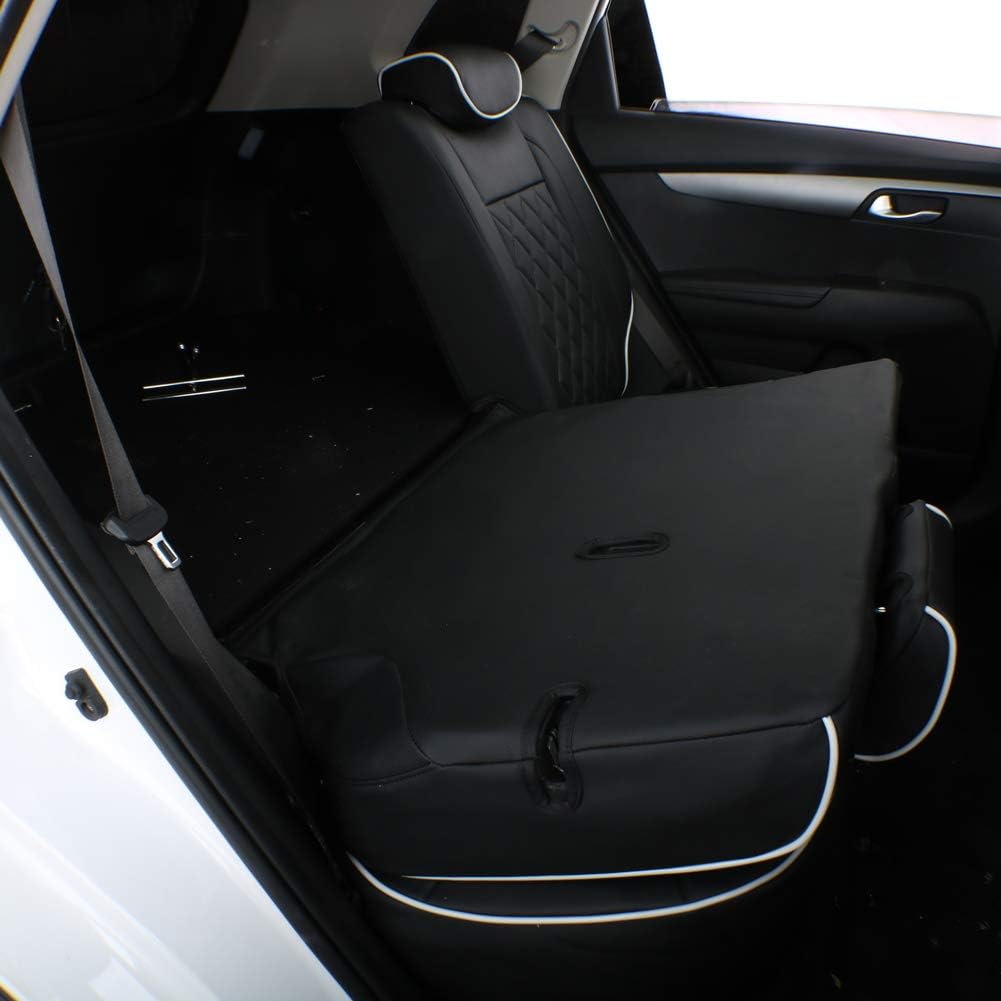 EKR Sportage Seat Covers Custom Fit for KIA Sportage EX,X-Line,SX,SX Prestige,X-pro,X-pro Prestige 2023 2024 2025 2026 Leather Car Seat Cover Full Set - Faux Leather(Black with White Piping)