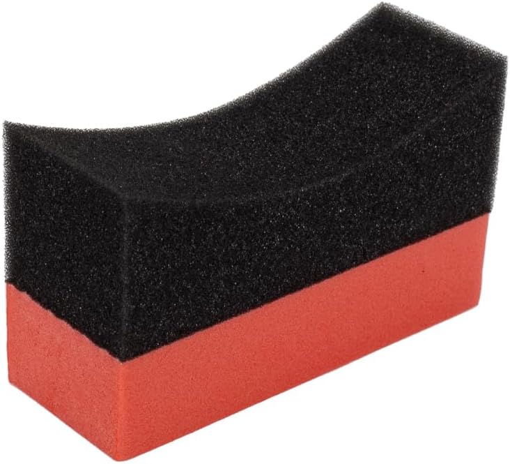 Maxshine Tire Dressing Applicator, Curved Foam Pad 10x4cm, Red & Black | Ergonomic Grip, High-Density Non-Abrasive | Even Tire, Trim & Wax Application