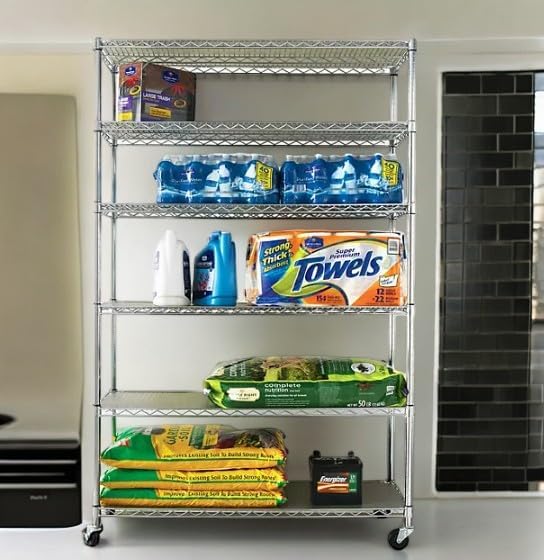 Generic Organize in Style with The Members Mark 6-Tier NSF Heavy Duty Wire Shelving, 47.75"" W x 18"" D x 75.5"" H (Granite, 1 PACK)