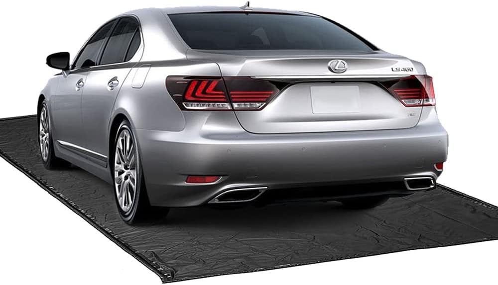 Garage Floor Mat for Under Car Oil Containment Mat for Snow, Mud, Rain - 7' 9" x 18', Black