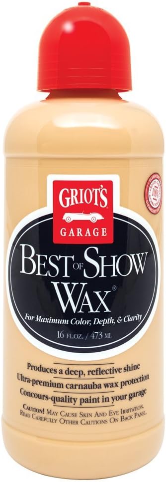 Griot's Garage Best of Show Wax for Car Detailing and Polishing, Carnauba-Packed Wax Coating for High-Gloss Shine and Paint Protection, 11171, 16oz